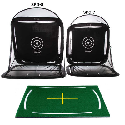 Spornia Bundle #6 SPG-8 Golf Practice Net + Golf Teaching Hitting Mat