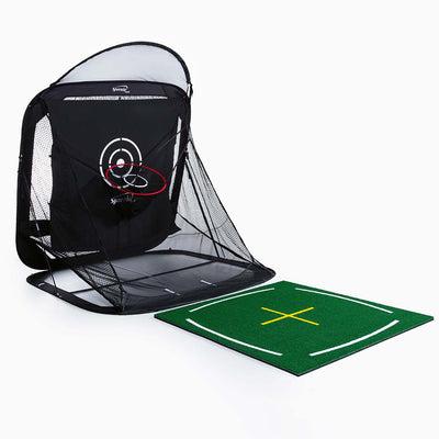 Spornia Golf Simulator Bundle #2: SPG-8 Net + Spornia Academy Commercial Mat + Garmin Approach® R10