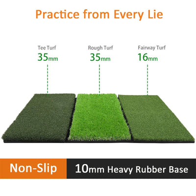 Spornia Bundle #1 SPG-7 Golf Practice Net + Tri Turf Mat